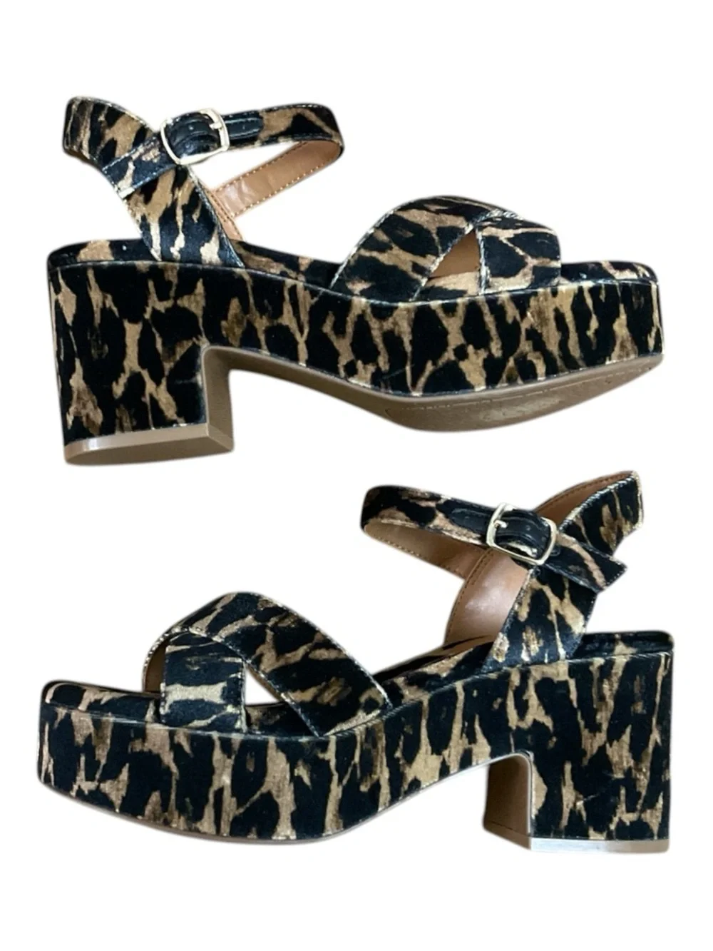 Gianni Bini Leopard-Print Platform Slingback Sandals - Brown/Black